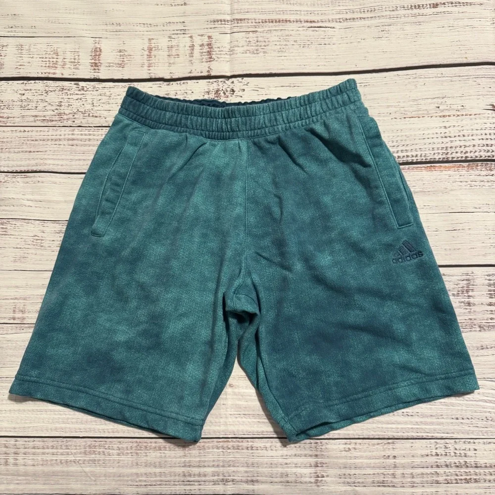 Adidas Essential Shorts Tie-Dye Fleece Blue Shorts w/ Pockets Men's Size Small